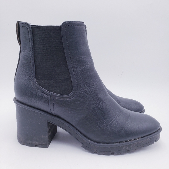 Vince Leather Chelsea Boot Lug Sole Platform Henderson Water-Resistant Black 9 - Picture 1 of 11